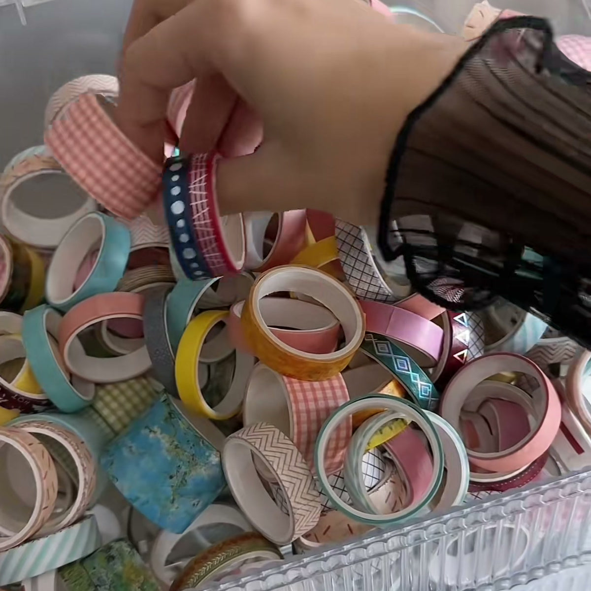 A bin full of washi tapes to scoop from