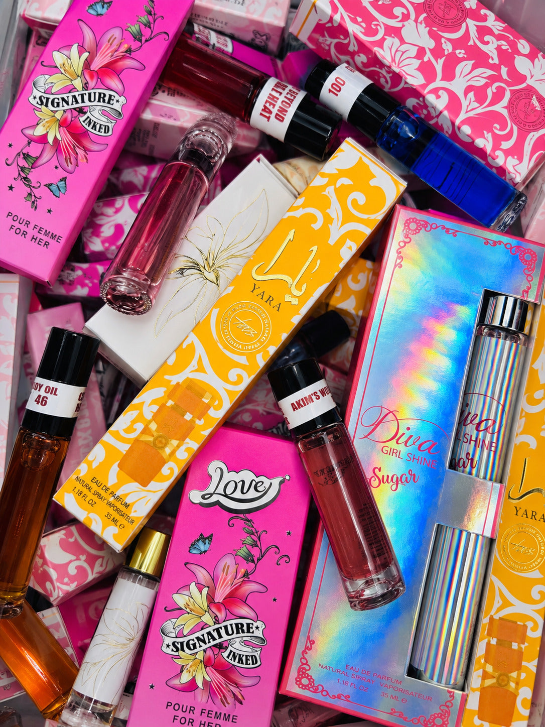 The scent bin: boxed mini perfumes and roll-on oils